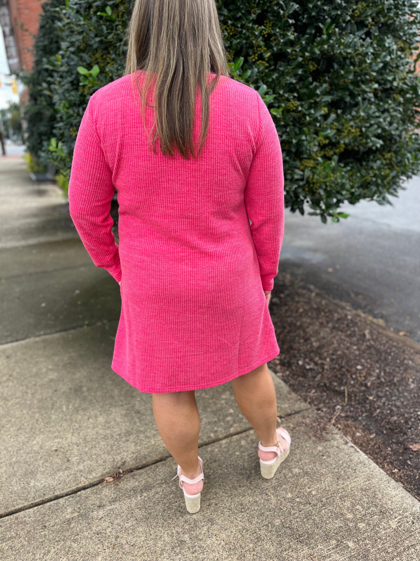 Petal Pink Shift Knit Dress +PLUS