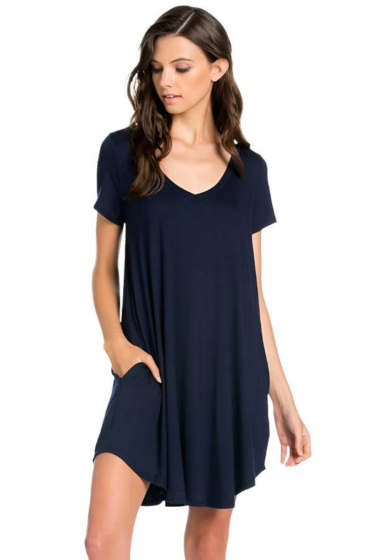 Navy Bliss V-Neck Dress