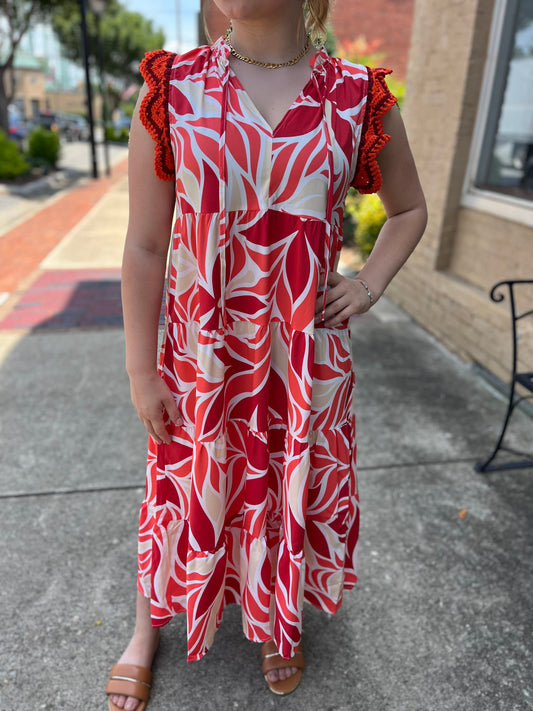 Umgee Women's Tropical Tiered Midi Dress Umgee