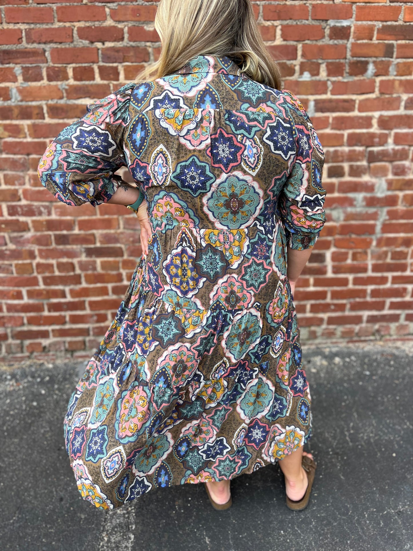 PLUS Umgee Boho Print Tiered Midi Dress