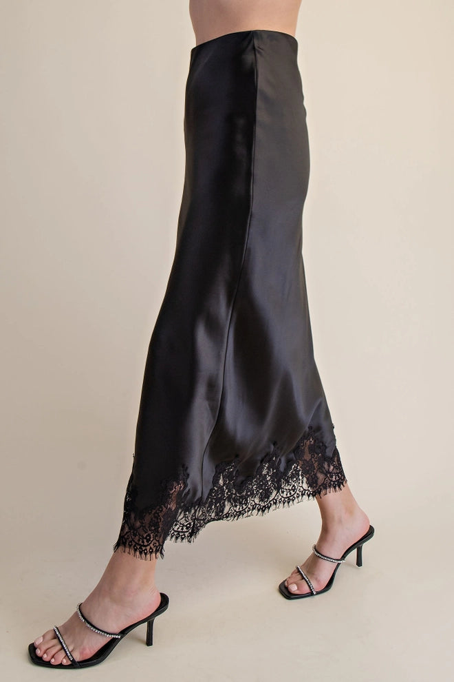 Glam High Waist Lace Midi Skirt