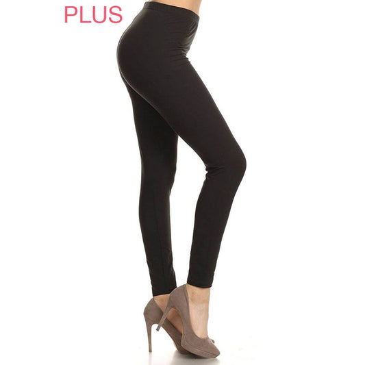 Plus Size Buttery Soft High Waist Leggings: Black / ONEPLUS