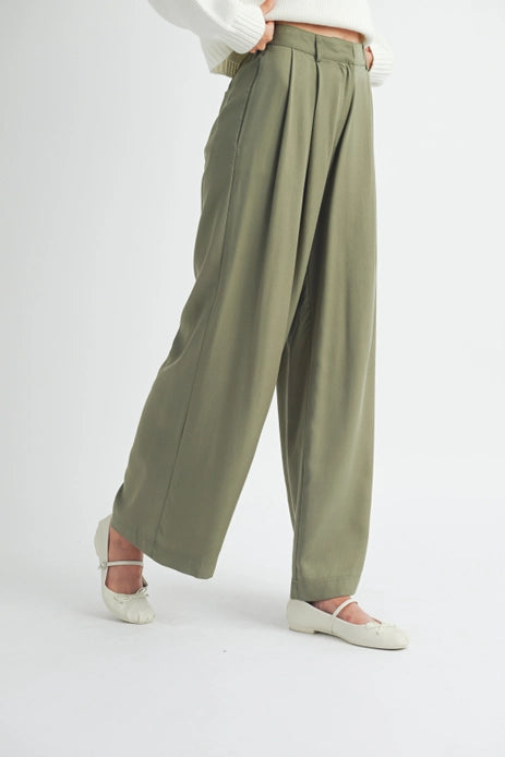 Olive Essence Wide-Leg Trousers