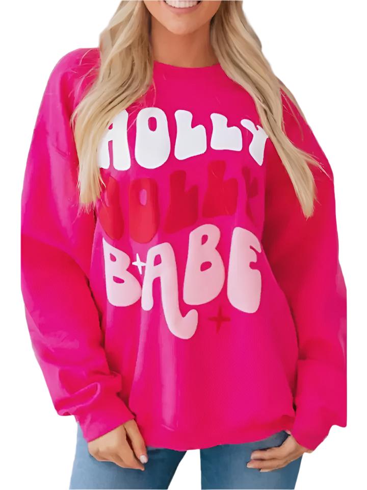 Holly Jolly Babe Christmas Oversized Sweatshirt - FINAL SALE