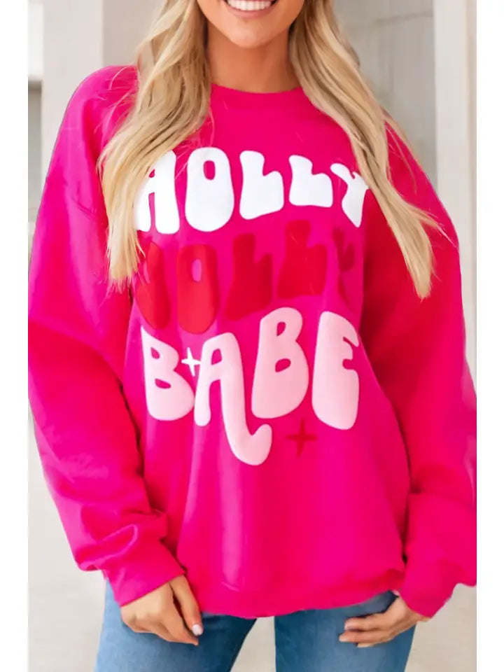 Holly Jolly Babe Christmas Oversized Sweatshirt - FINAL SALE