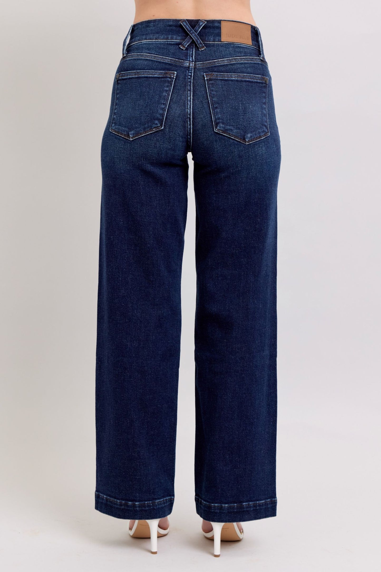 Judy Blue Dark HR Double Button Wide Leg Jean