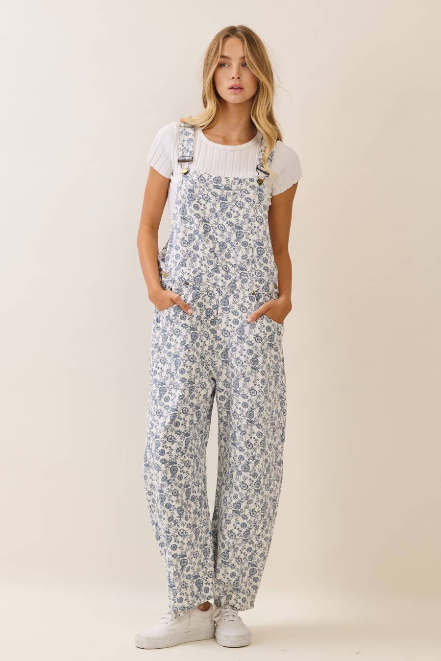 ODDI Washed Flower Overall Jumpsuit