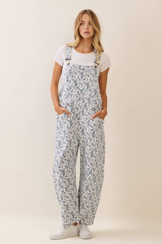 ODDI Washed Flower Overall Jumpsuit