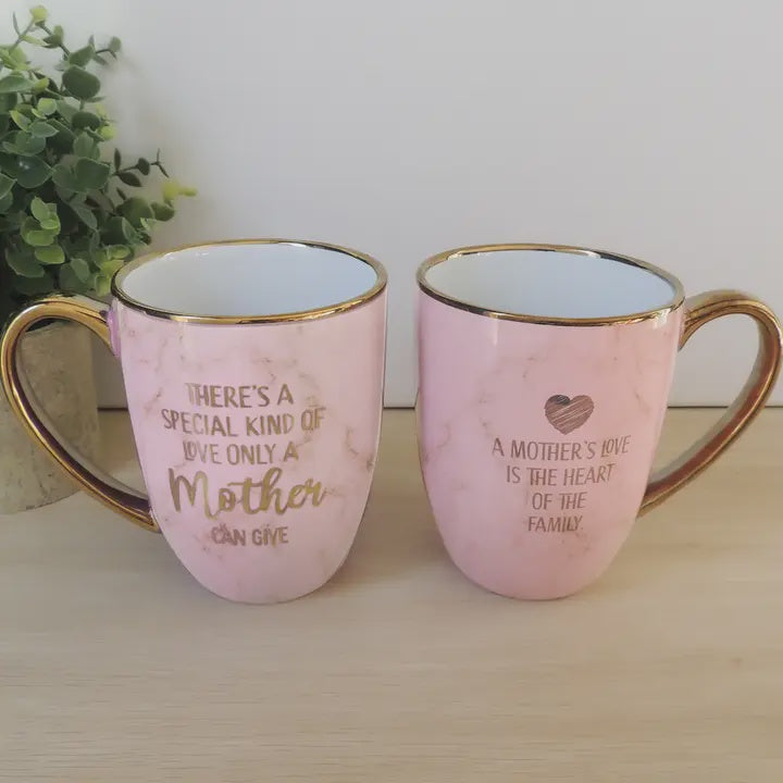 SPEC LOVE MOTHER PINK MARBLE MUG W/GOLD