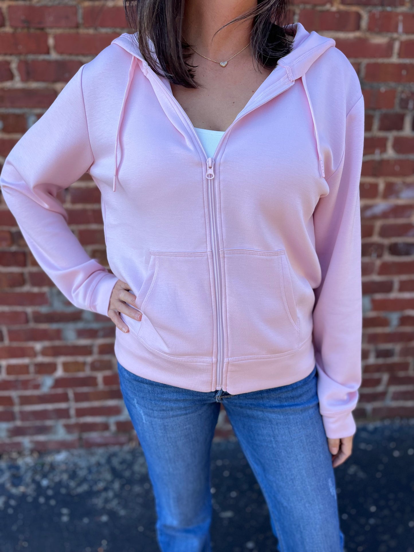 Hibiscus Pink Cloud Fleece Full Zip Hoodie