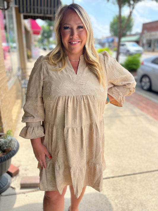 PLUS Umgee Jacquard Tiered Babydoll Dress