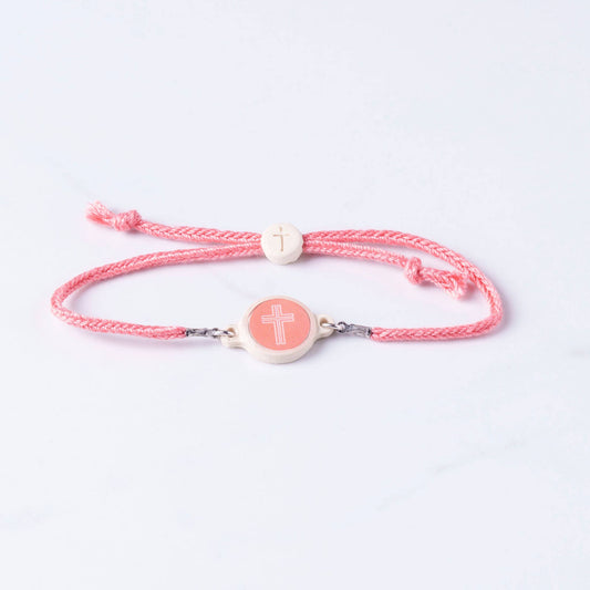Tap To Pray™ - Survivor Series Handmade Bracelets: Coral + Cross