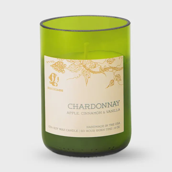 Upcycled Wine Bottle Candle - Chardonnay /Eco Friendly 8oz.