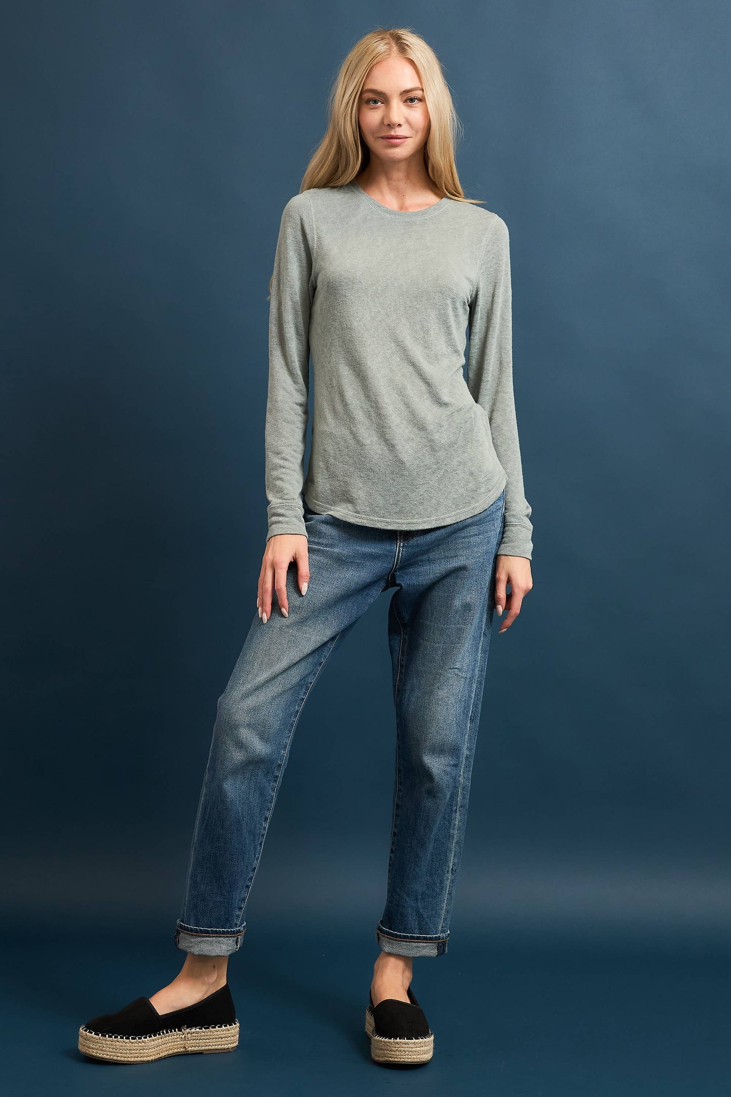 Wasabi + Mint Slub Hacci Long Sleeve Top - Latte