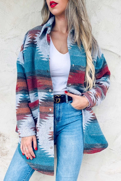 Aztec Print Oversized Jacket