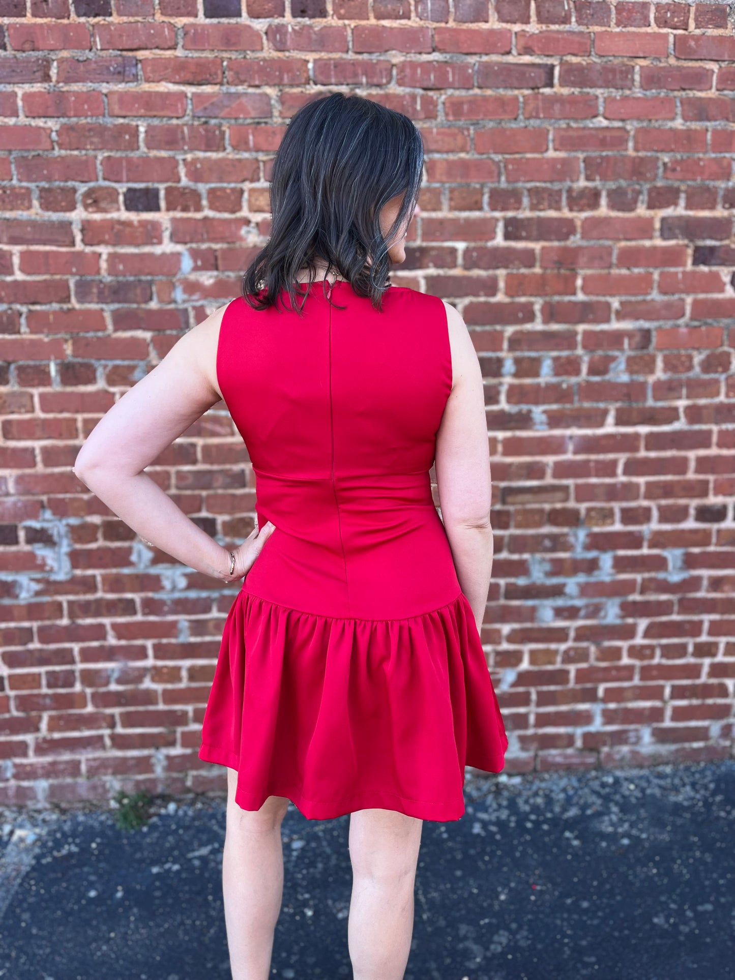 Umgee Red Sleeveless Boatneck Mini Dress