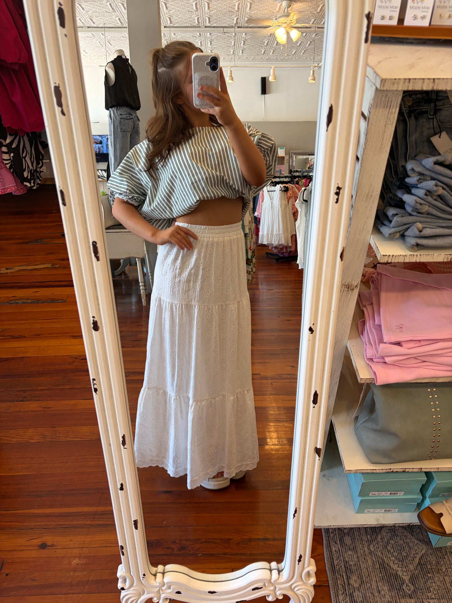 SS Tiered White Maxi Skirt