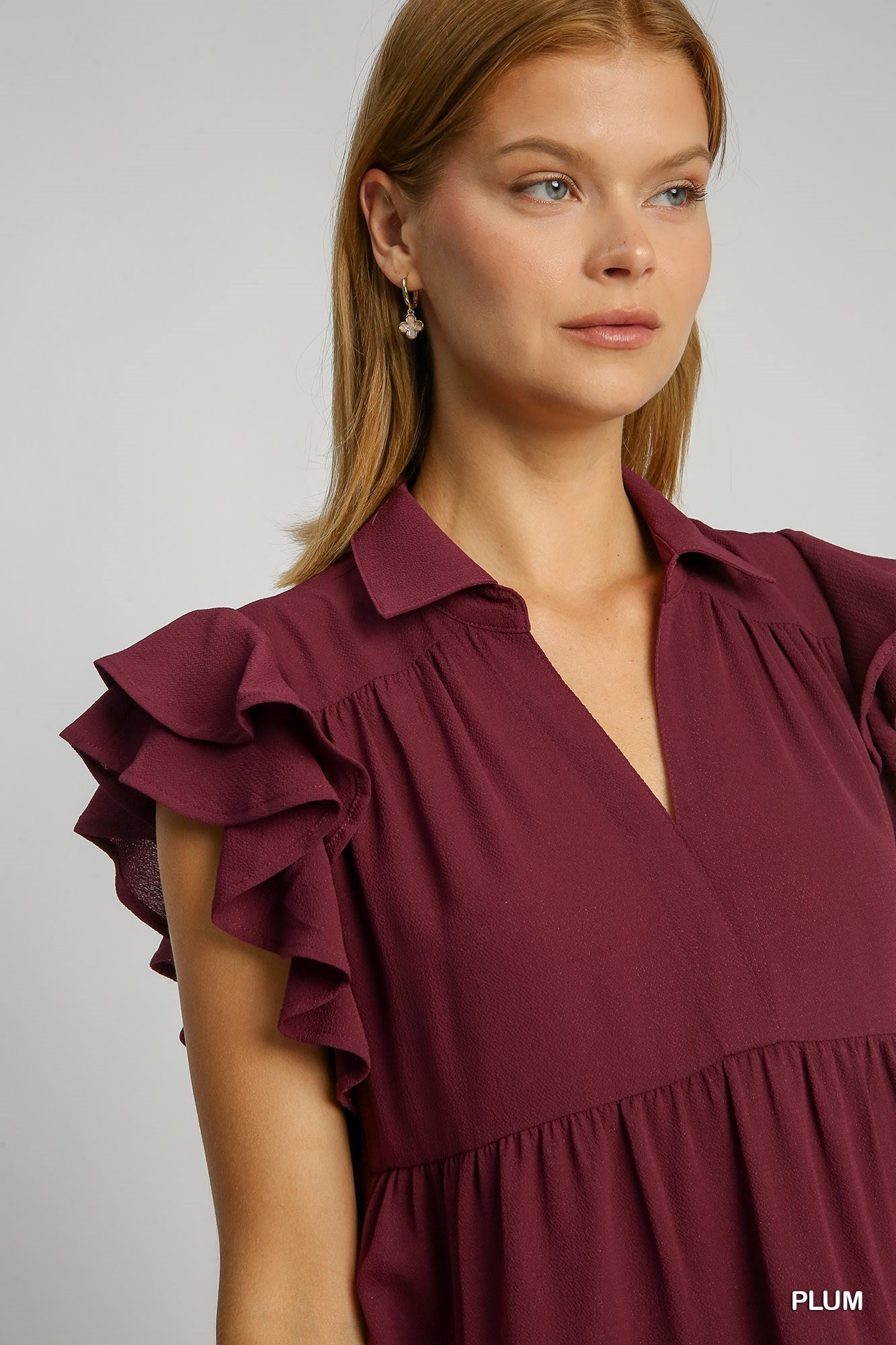 Umgee Plum Midi Dress with Collar