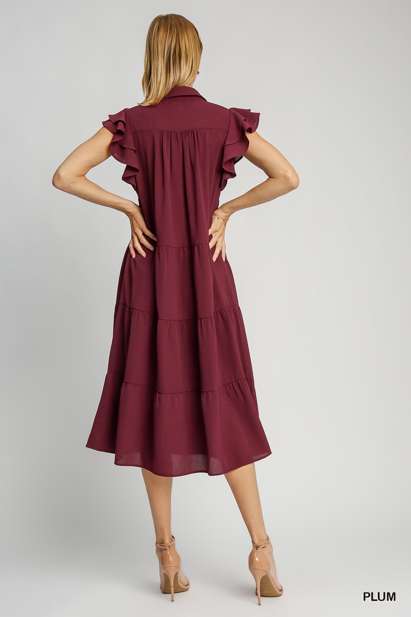 Umgee Plum Midi Dress with Collar