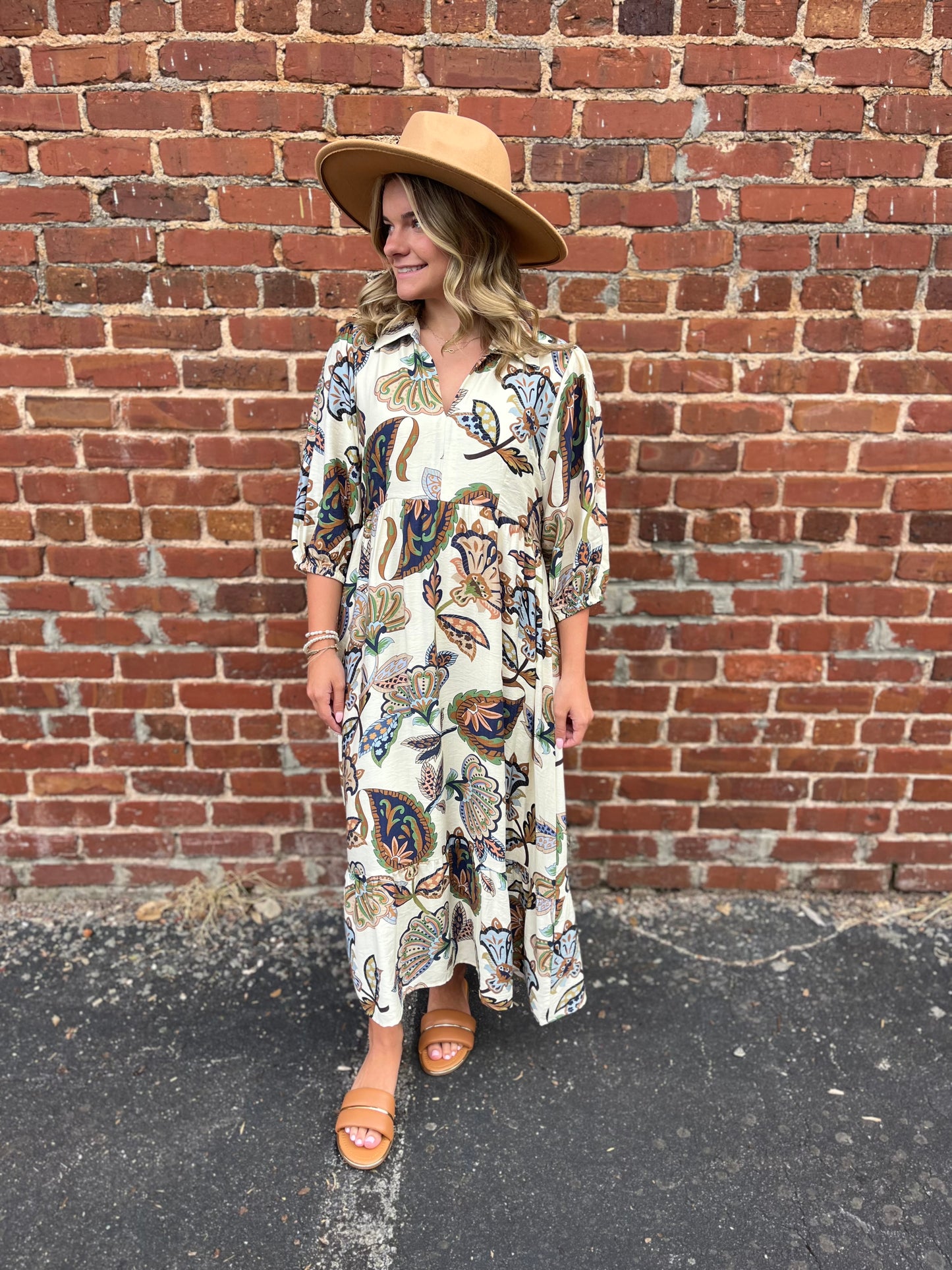 Umgee Boho Paisley Tiered Midi Dress