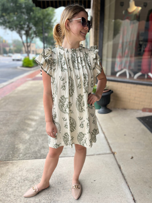 Umgee Manor Ruffle Sleeve Mini Dress