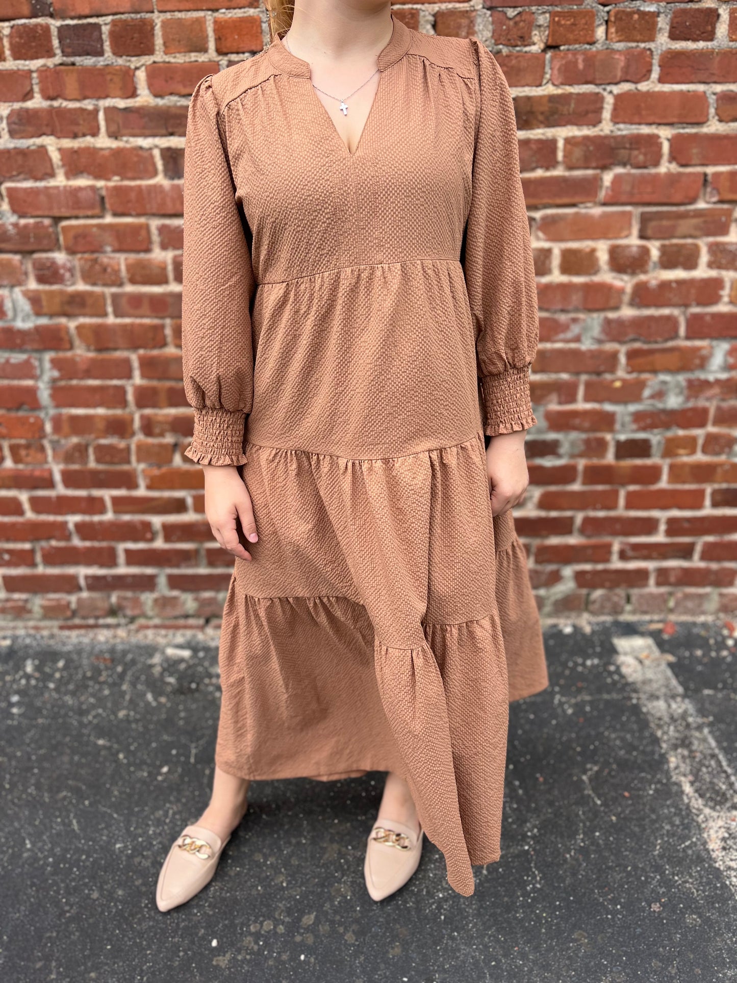 Umgee Textured Tiered Midi Dress
