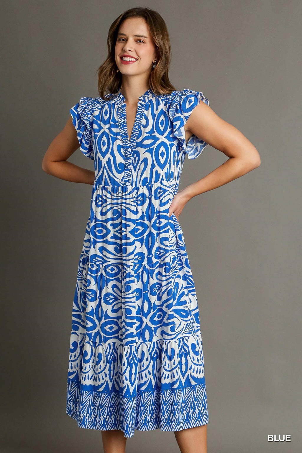 Umgee Royal A-line Border Print Dress #B8620
