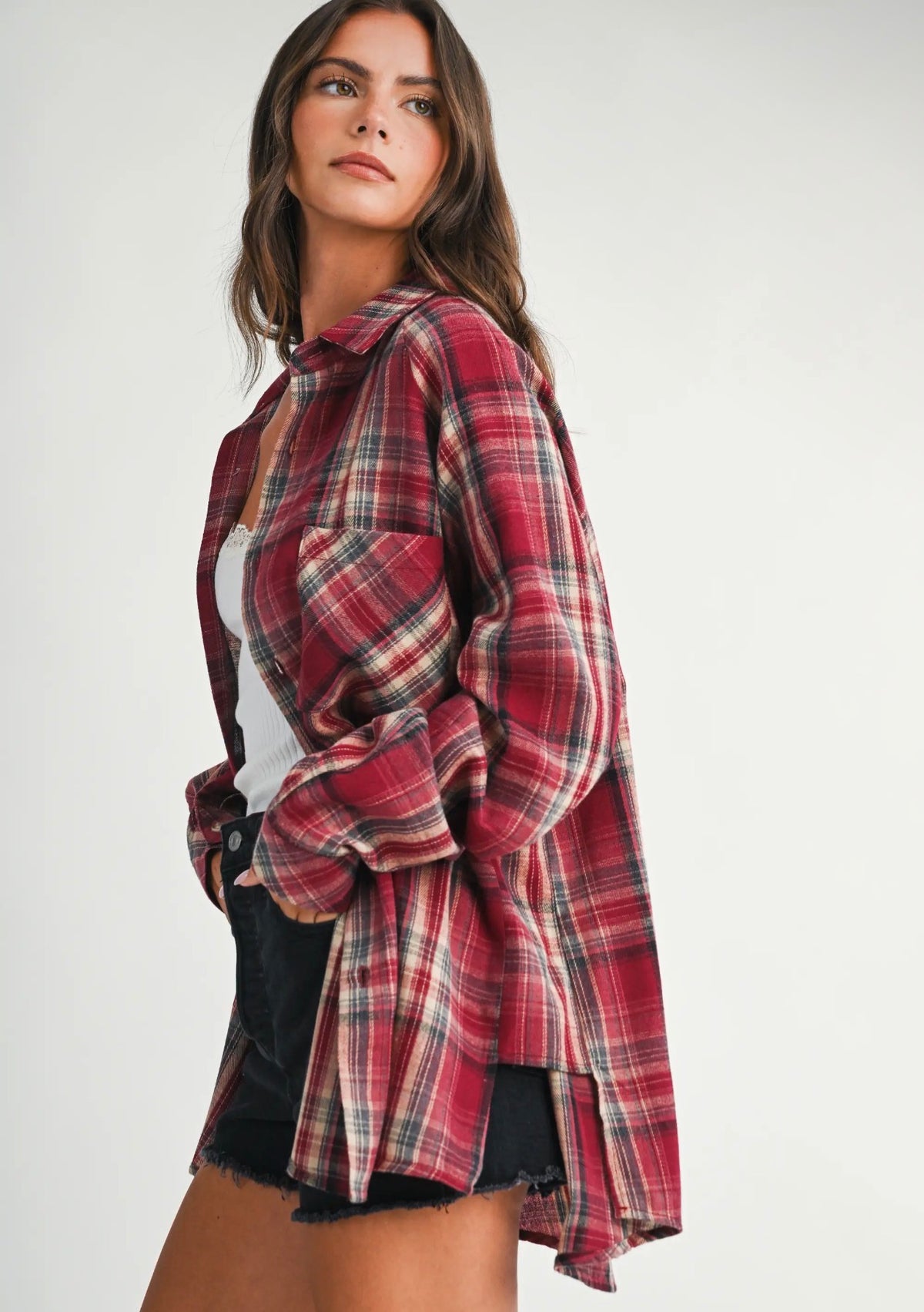 Abri Rose Plaid Flannel Shirt