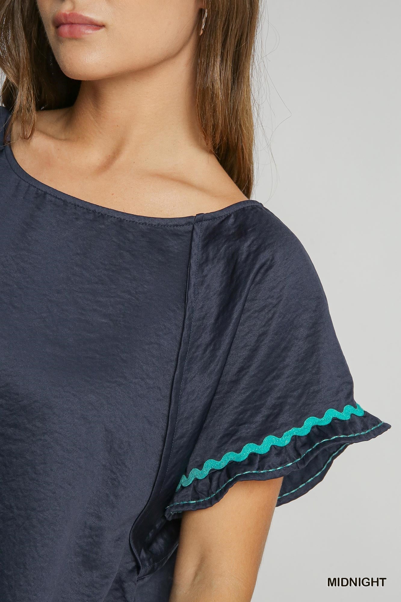 Umgee Blue Scoop Neck Blouse