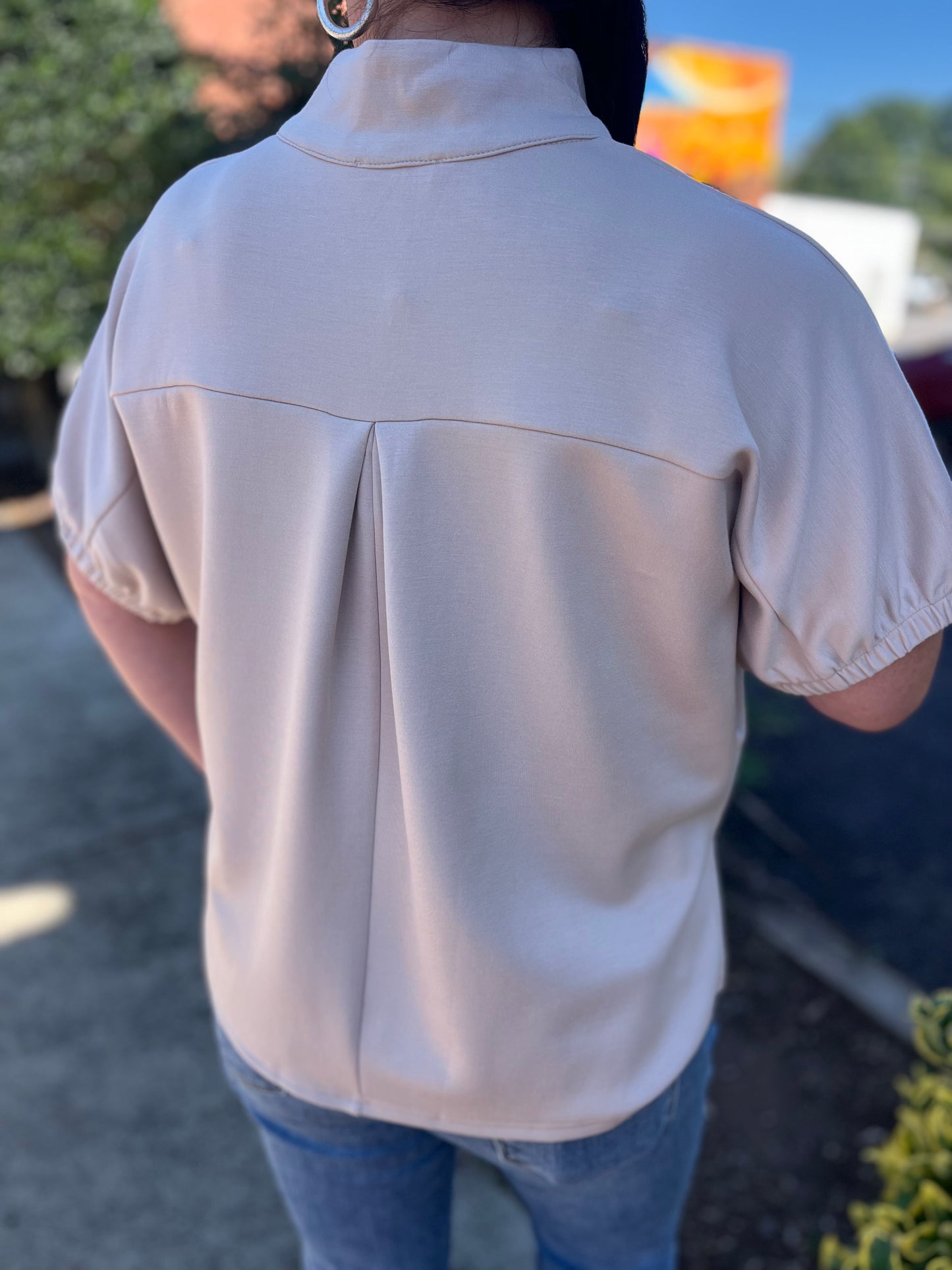 Entro Almond Bliss Split Neck Top