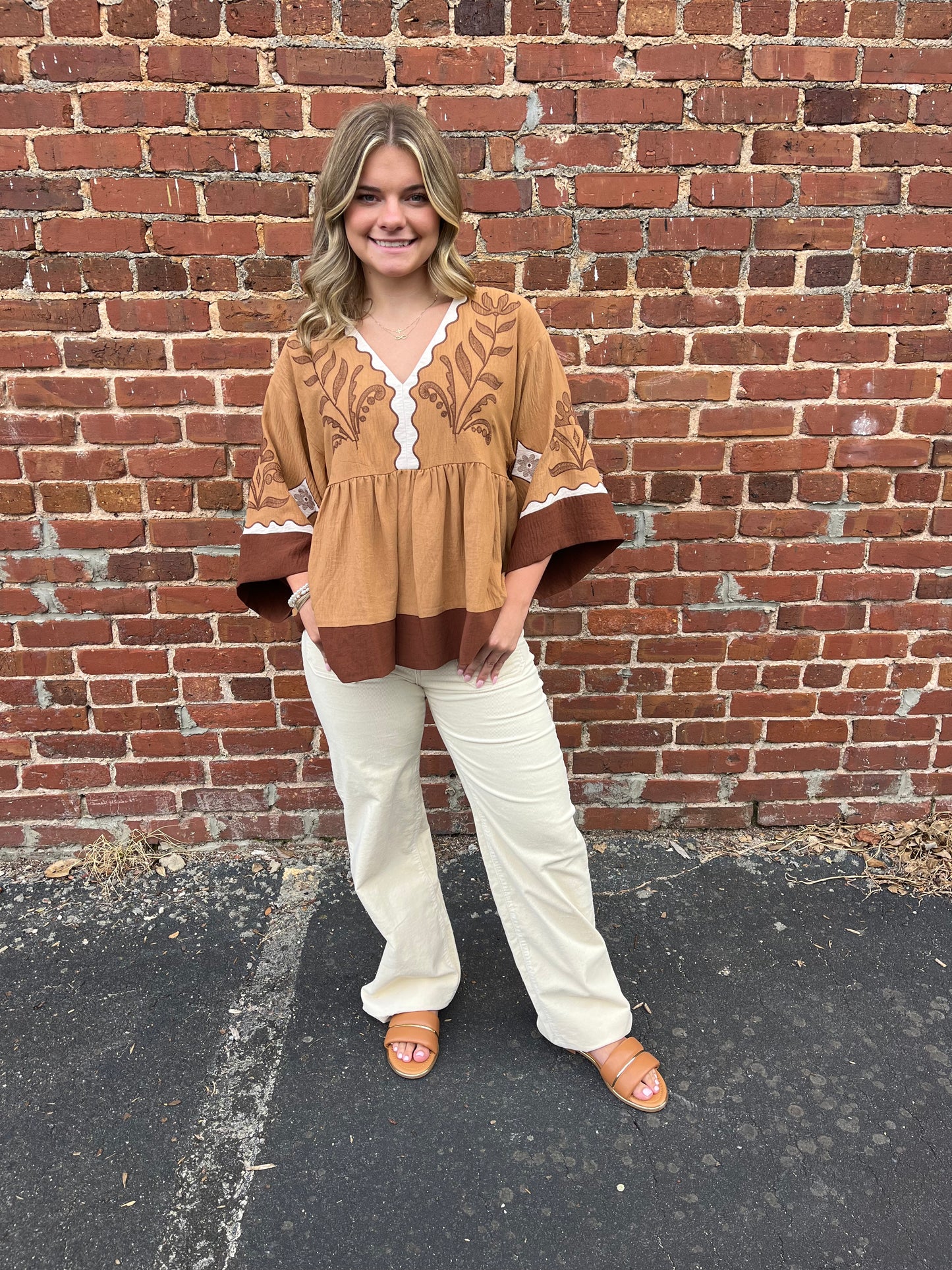 Ecru Corduroy Straight Leg Jeans with Marine Pockets