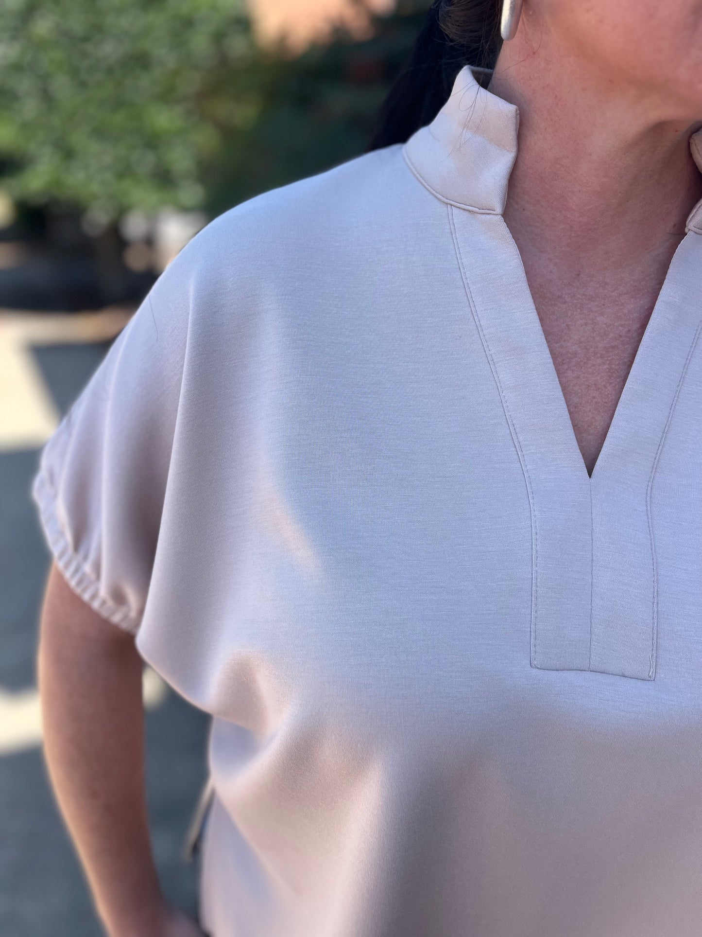 Entro Almond Bliss Split Neck Top