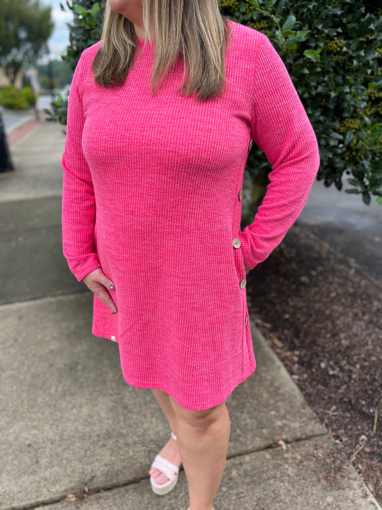 Petal Pink Shift Knit Dress +PLUS