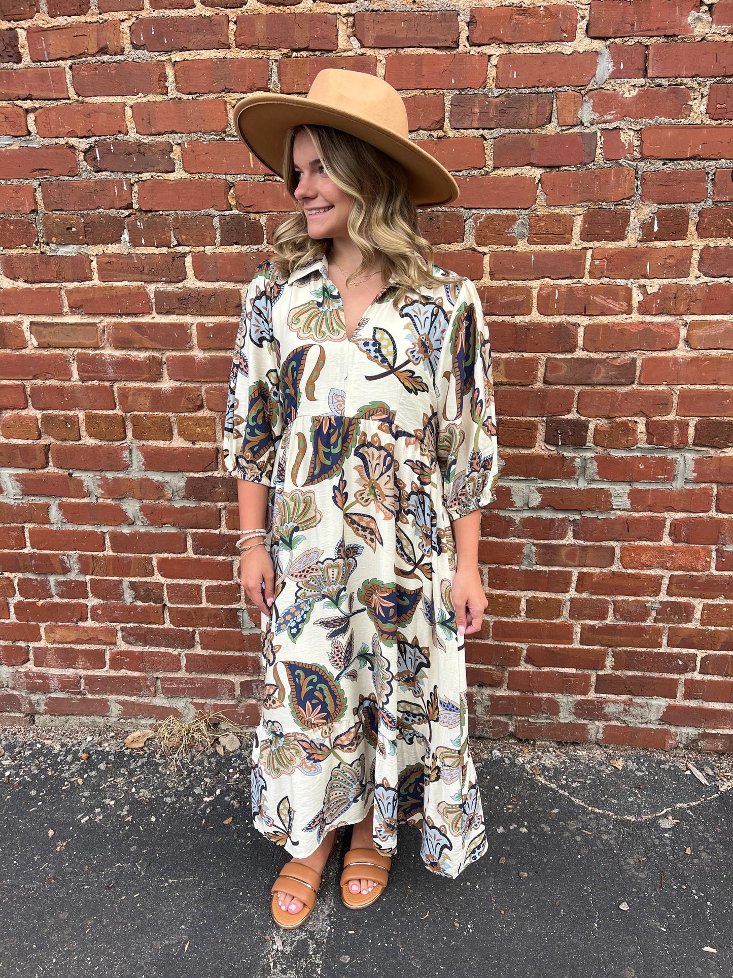 Umgee Boho Paisley Tiered Midi Dress