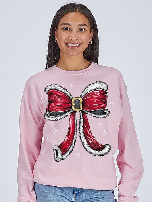 Santa Bow Tutu Pink Long Sleeve Tee
