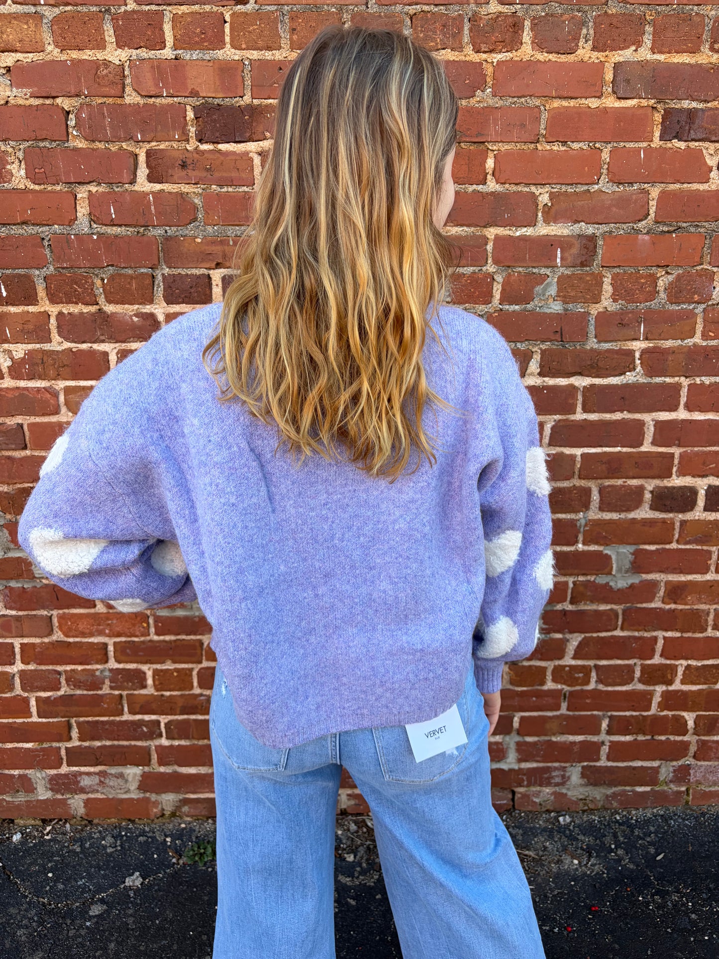 Madelyn Lovely Hearts Crew Neck Sweater – Lavender