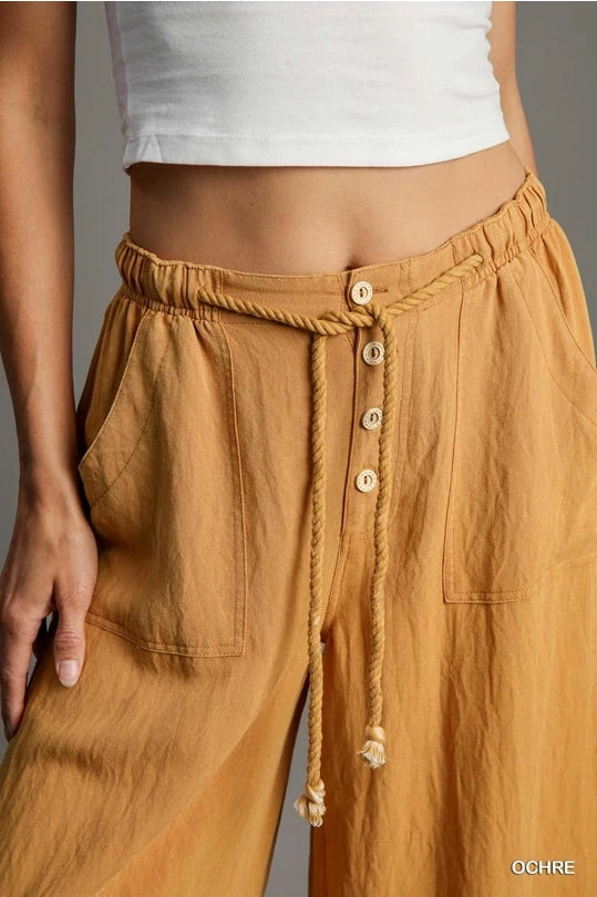 Umgee Snow Washed Wide Leg Pants