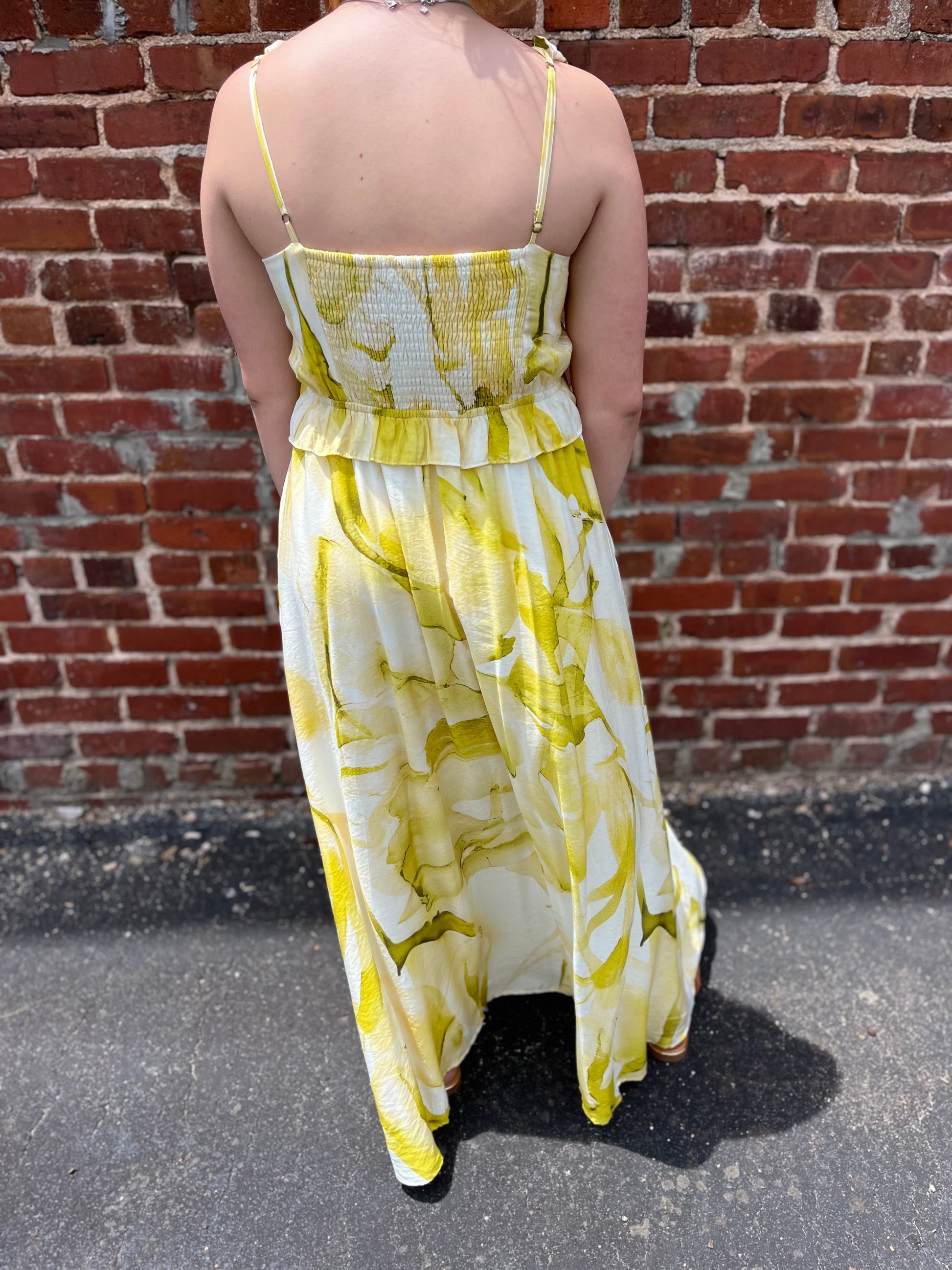 Watercolor Floral Ruffled Maxi Dress Hayden