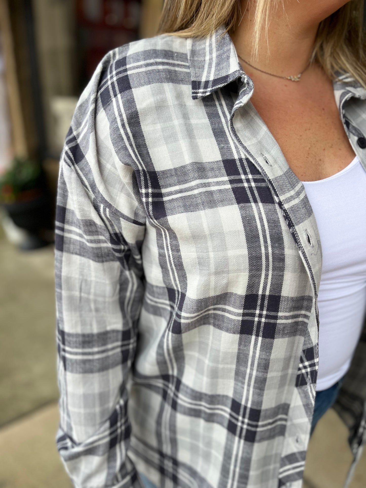 PLUS Navy Boyfriend Flannel