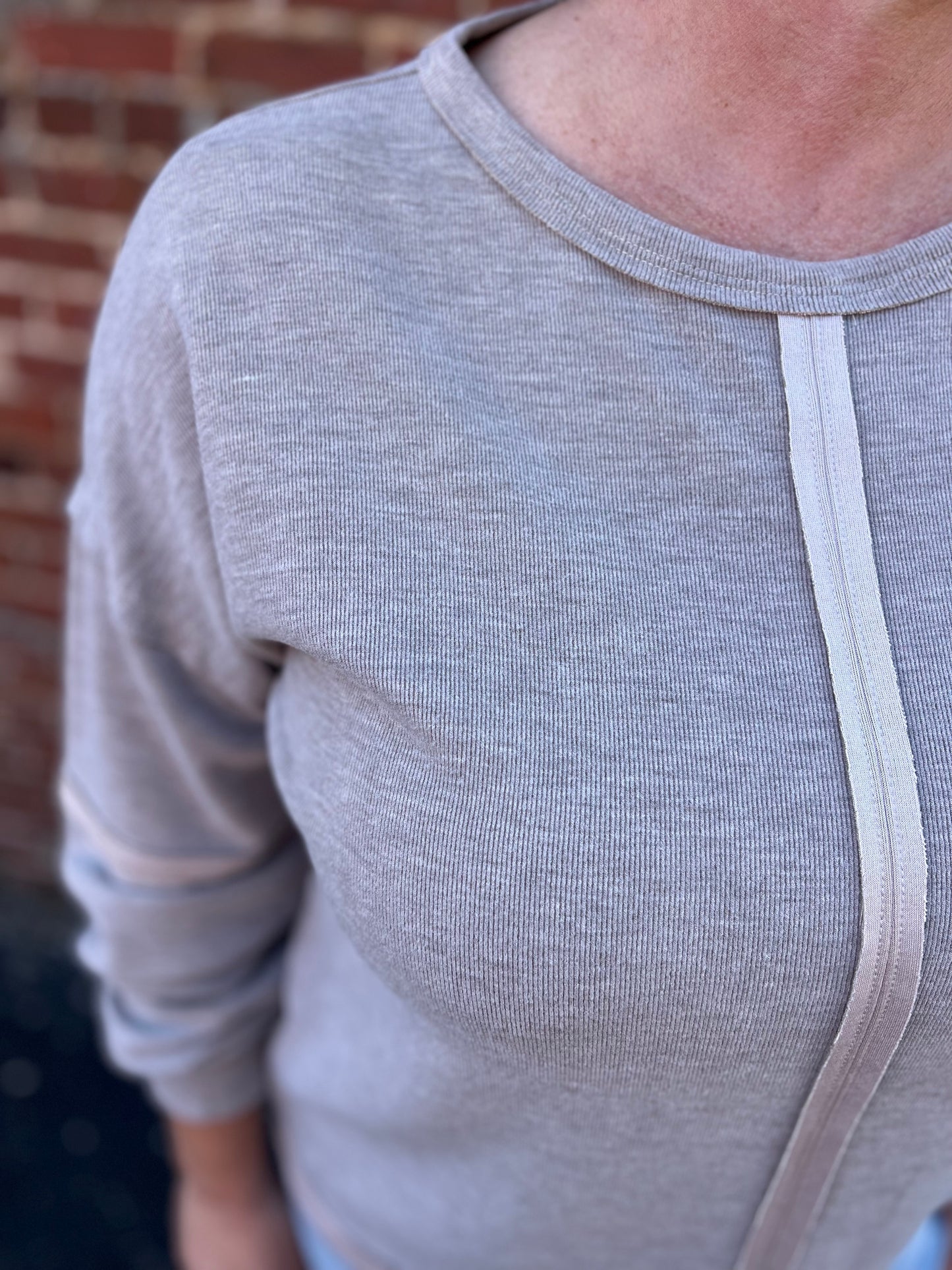 Staccato Mocha Edge Cut Detail Pullover