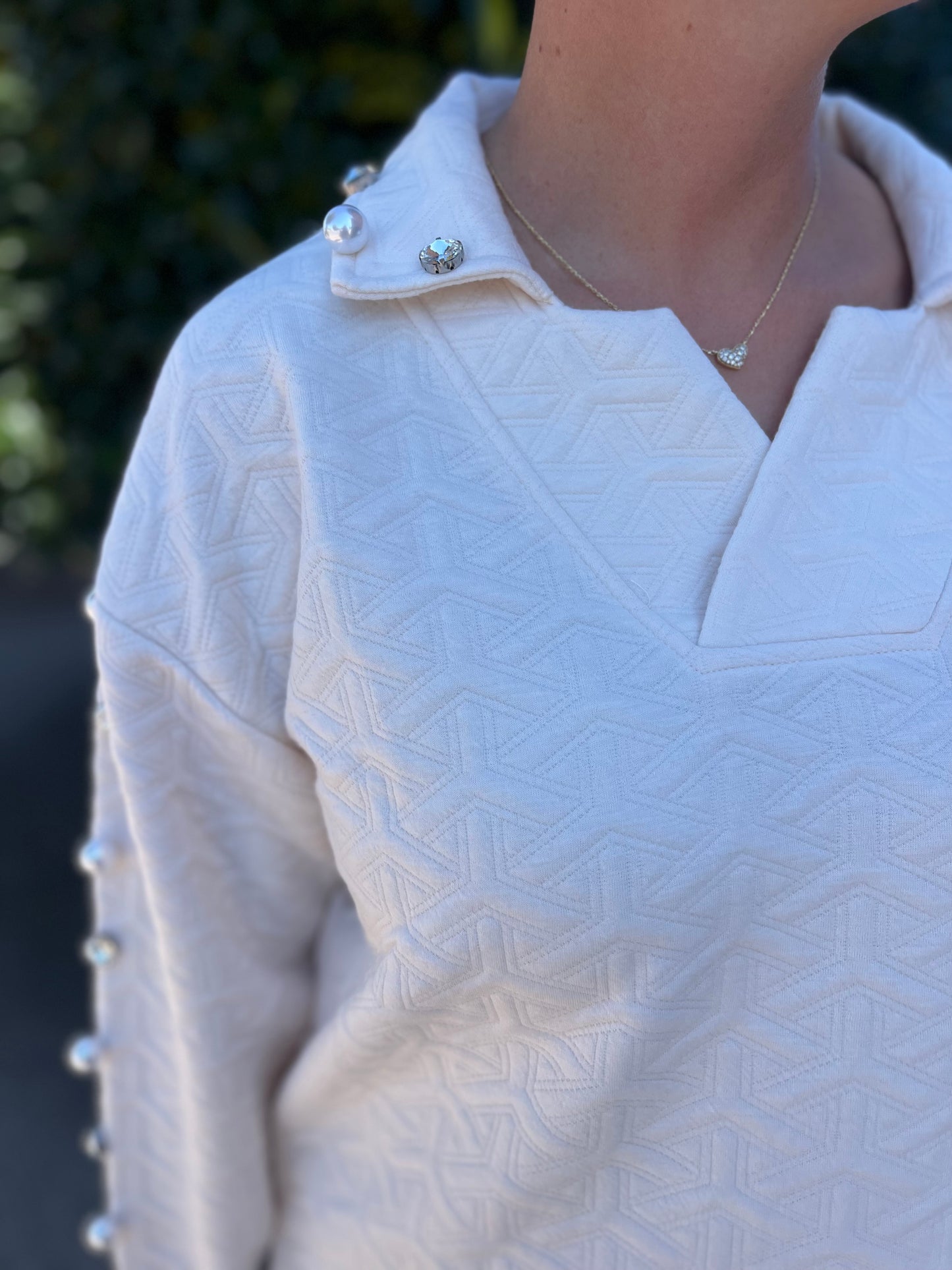 Simply Southern Quilted Vanilla V-Neck Top +PLUS