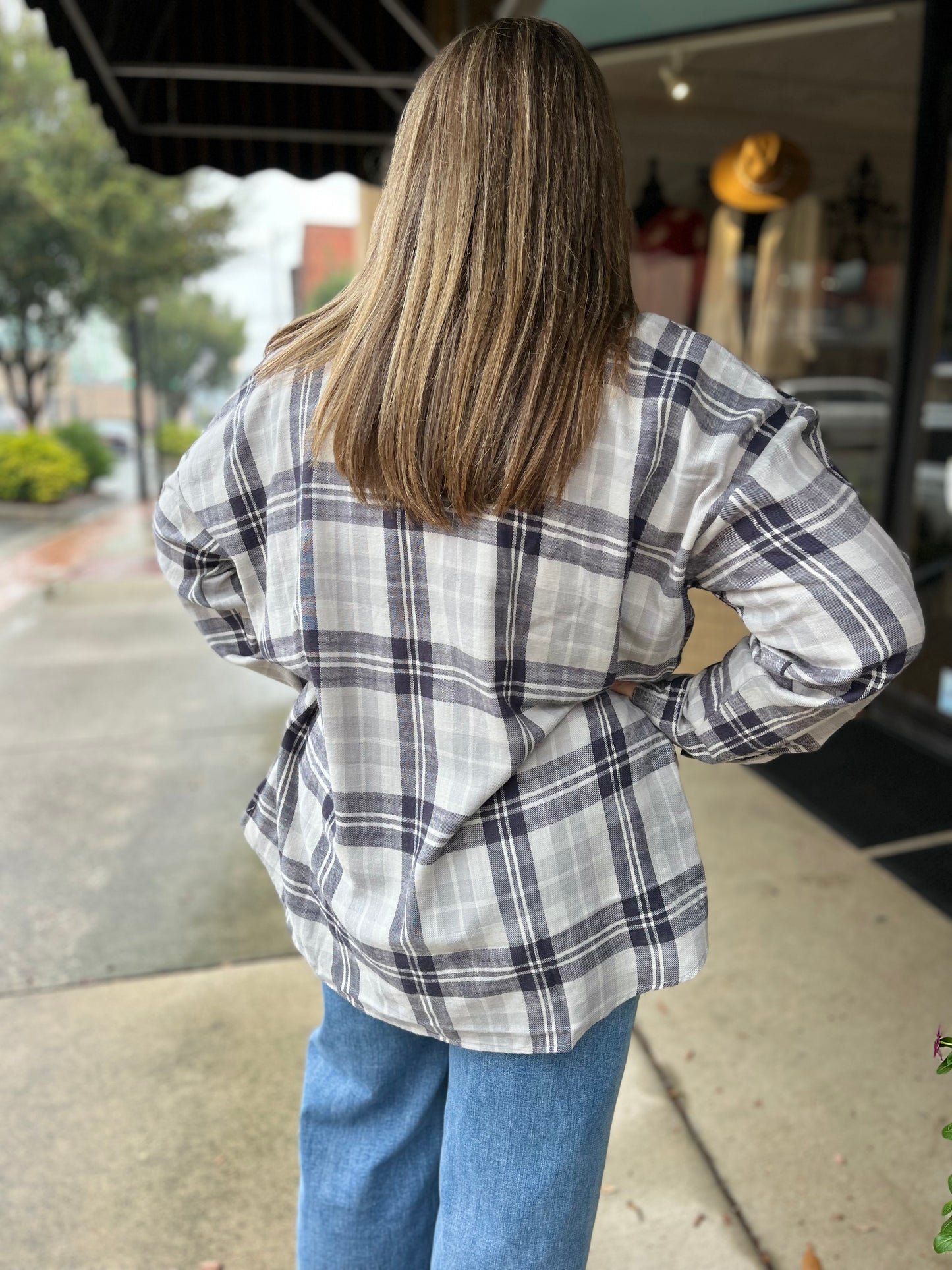 PLUS Navy Boyfriend Flannel