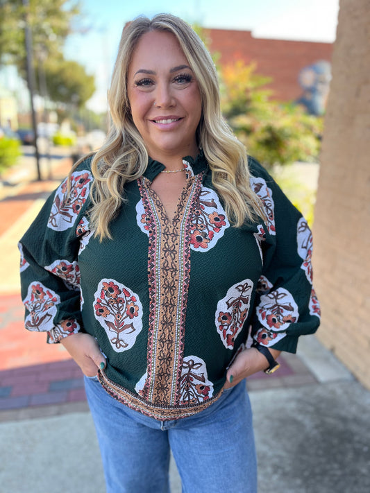 PLUS Umgee Forest Haven Boho Floral Tunic