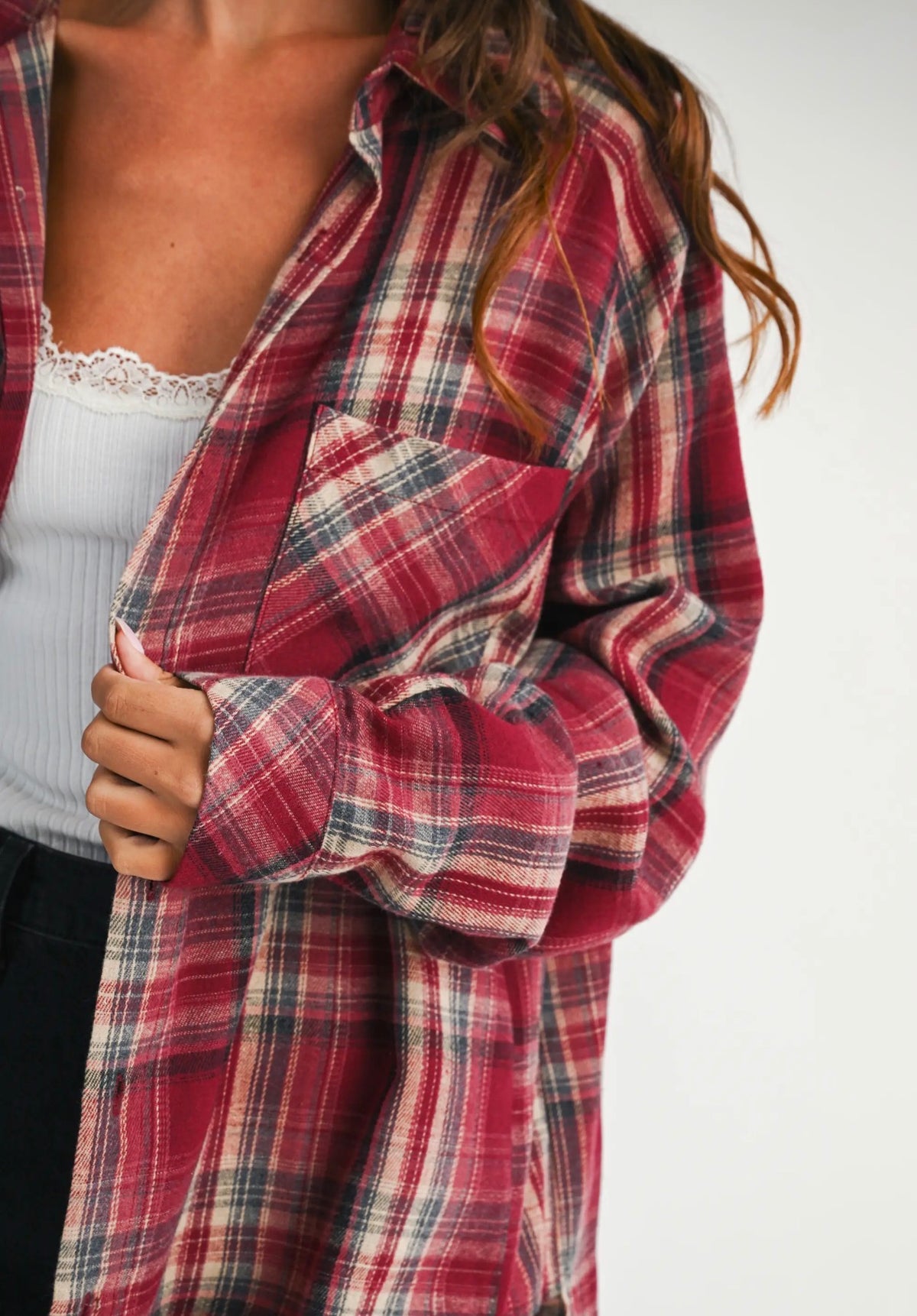 Abri Rose Plaid Flannel Shirt
