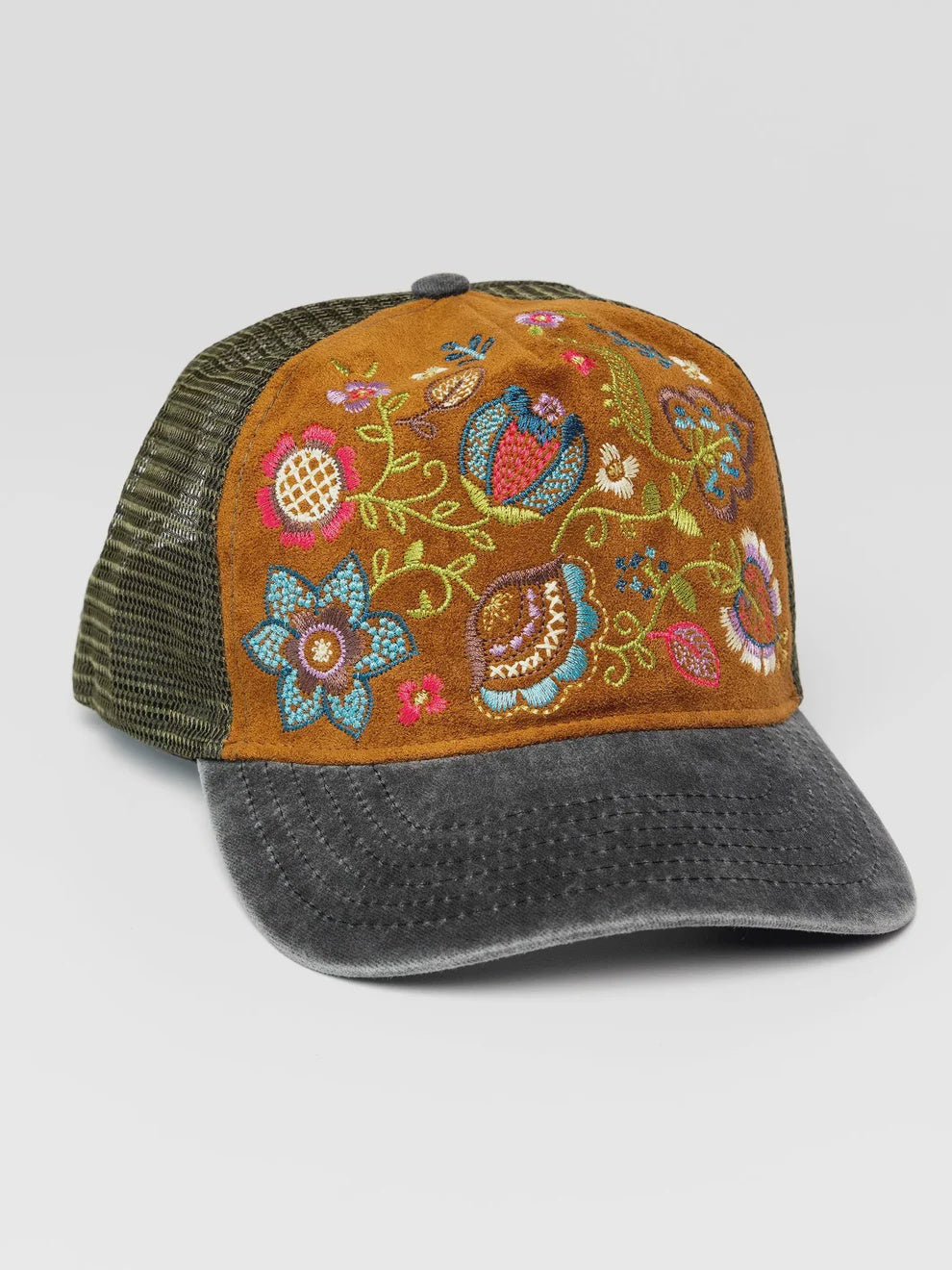 Embroidered Trucker Hat - Camel