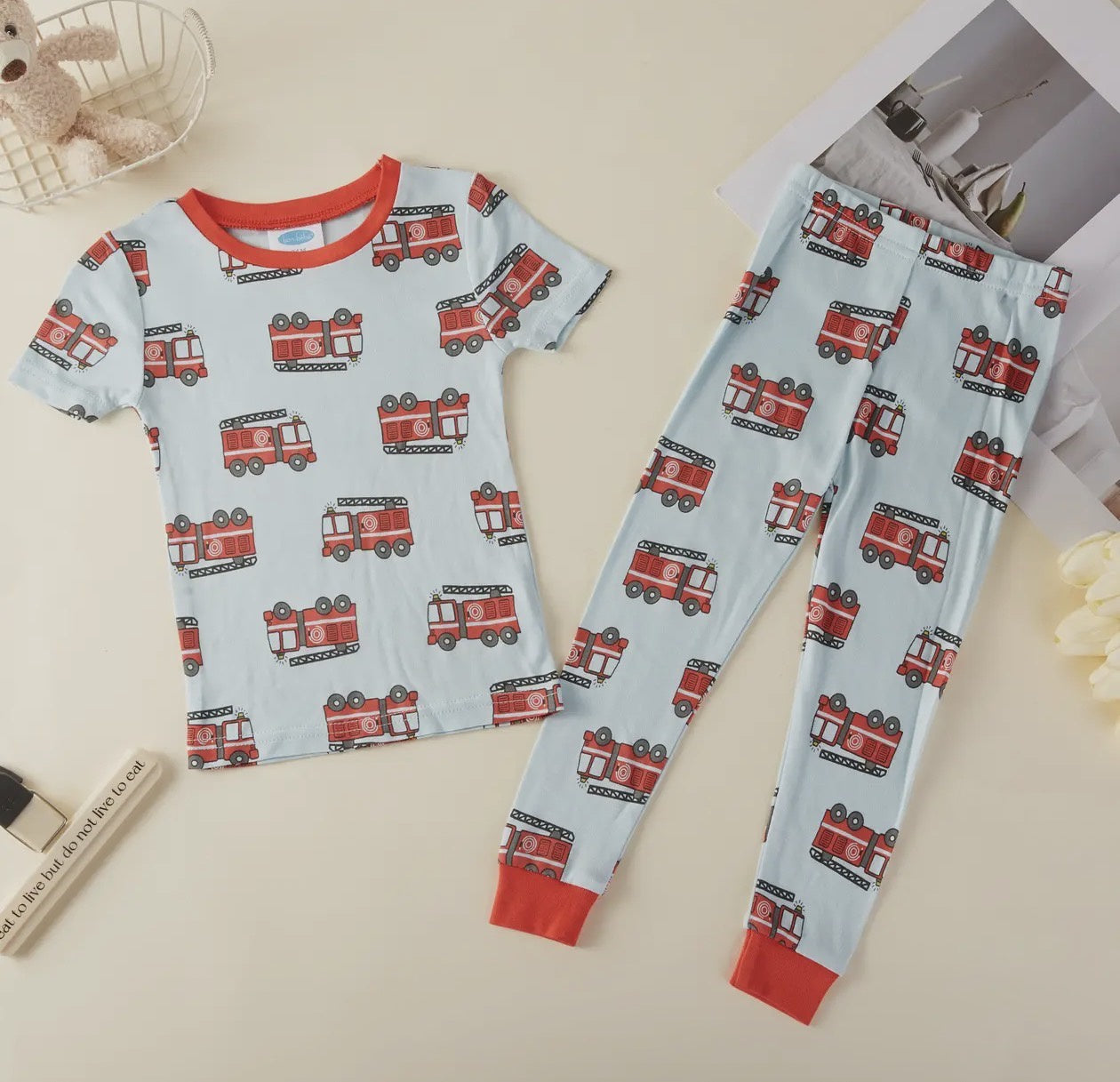 Bamboo Fire Engine Kids Pajamas