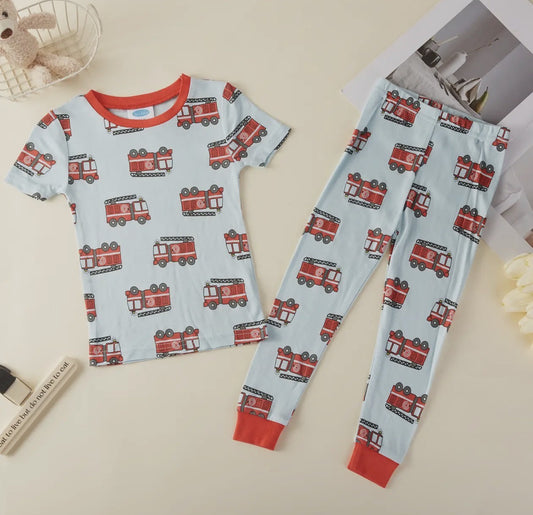 Bamboo Fire Engine Kids Pajamas