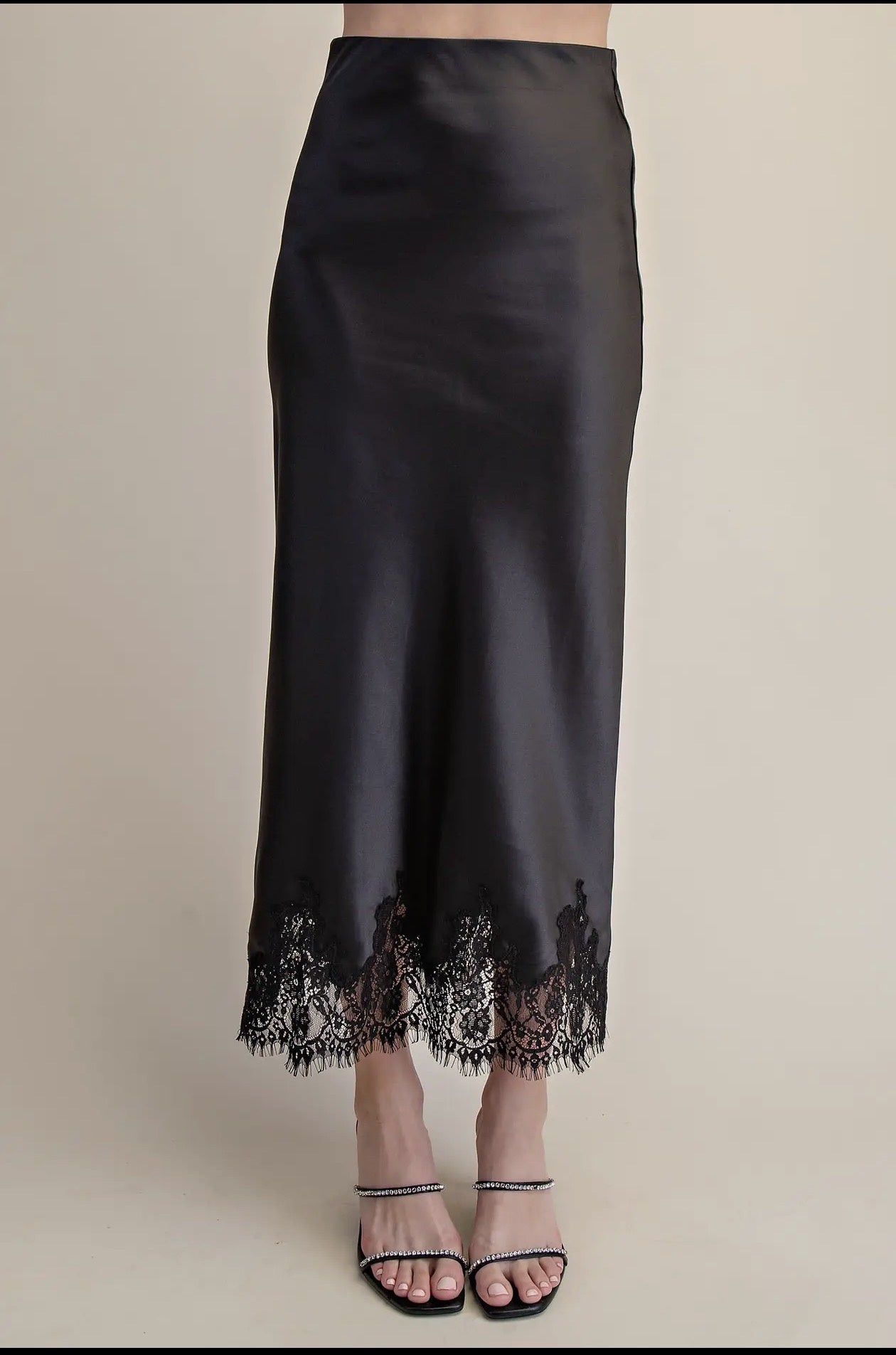 Glam High Waist Lace Midi Skirt