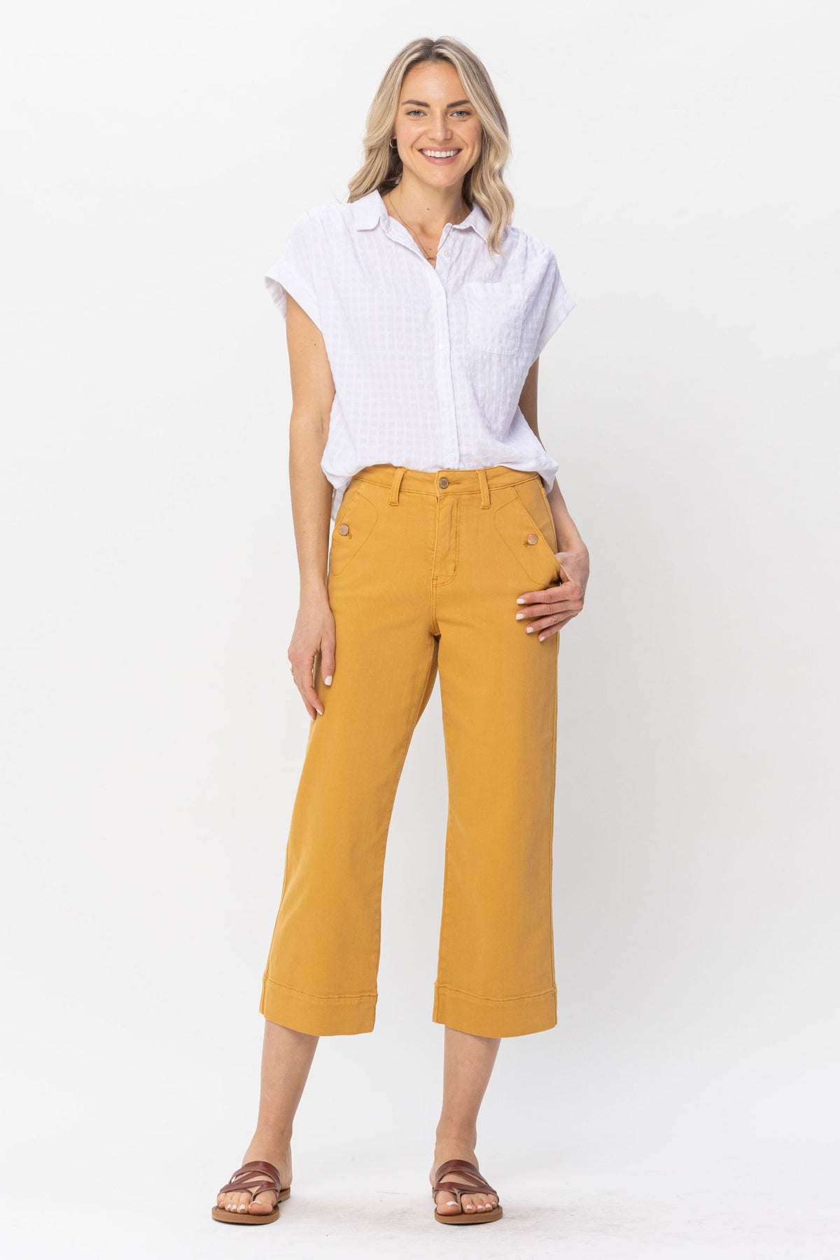 Judy Blue HW Dottie Mustard Crop Jean
