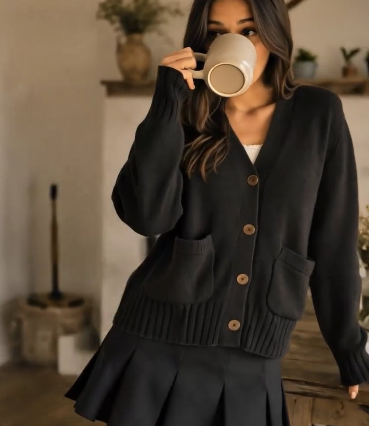 Black Classic Perla Cardigan